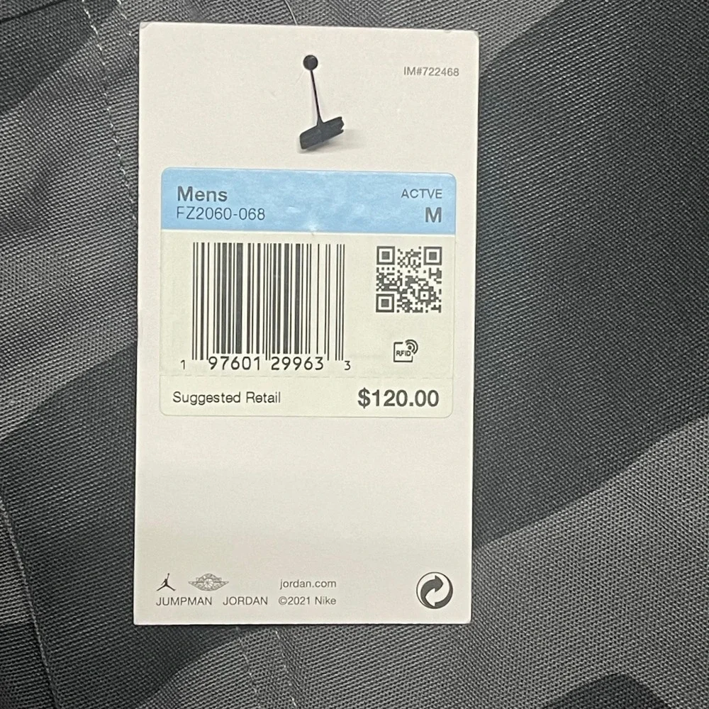 Jordan Pants Mens Medium Charcoal Gray Camo Essentials Cargo Drawstrings Outdoor